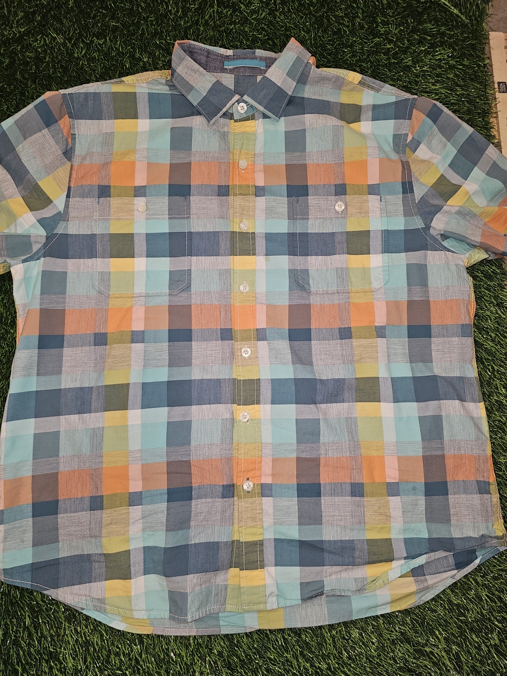 Tommy Bahama Short Sleeve Plaid Button-Down Shirt - XL